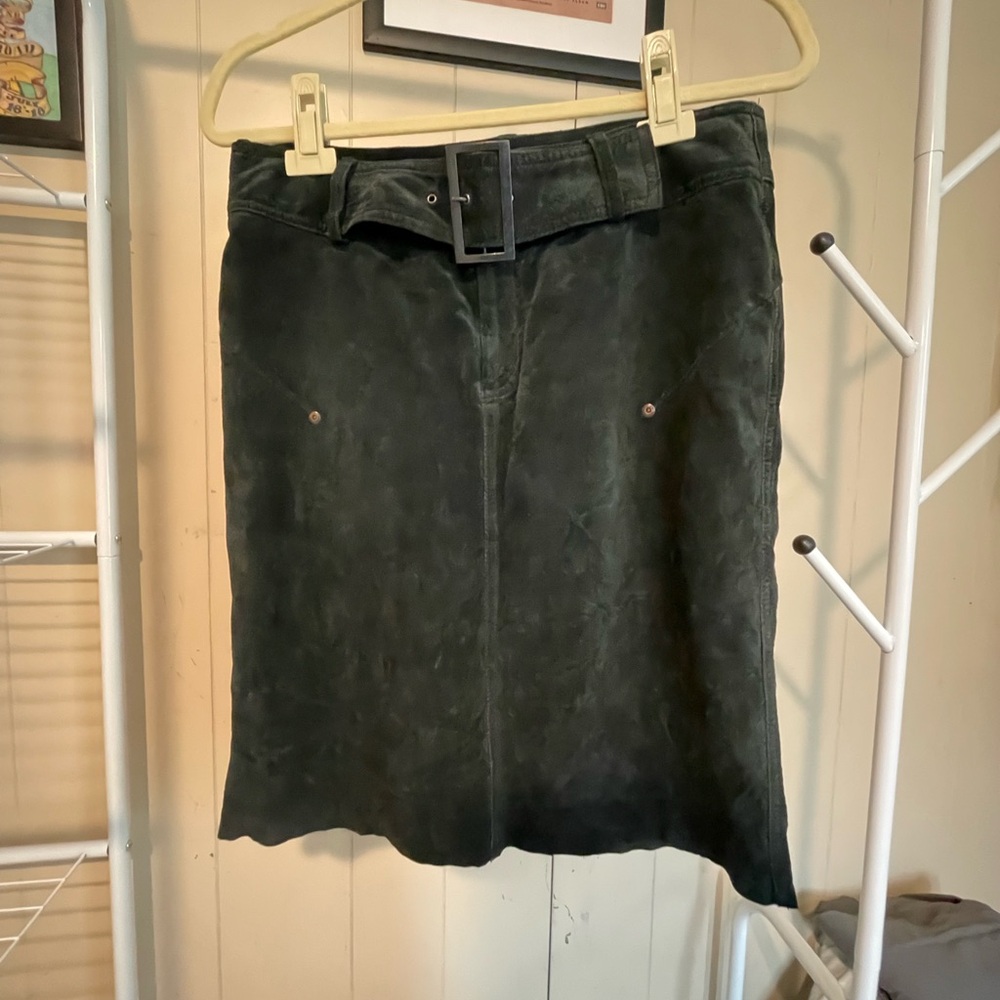 MEXX genuine leather & suede high waist black mini skirt. Size 8